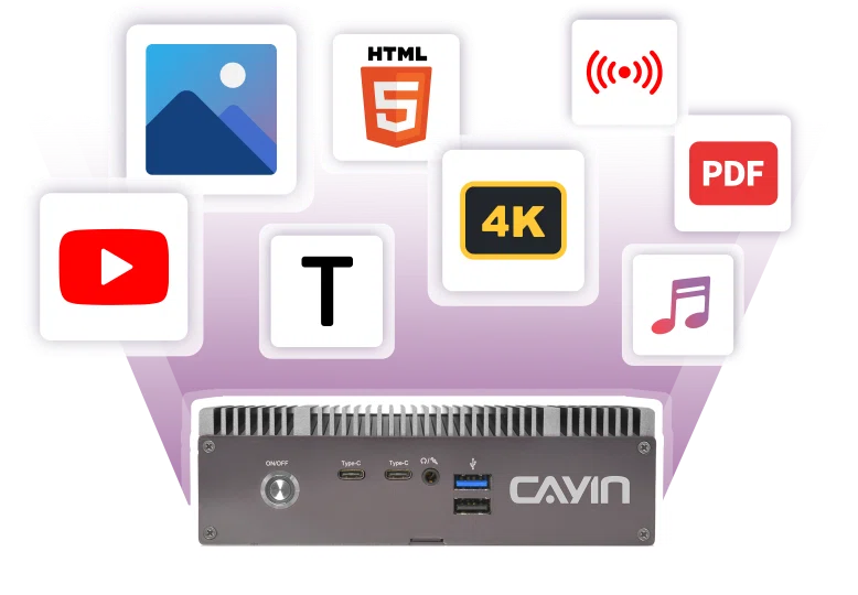 Effectively deliver instant and media-rich messages with CAYIN's high-performance digital signage player, designed to create impactful communications.